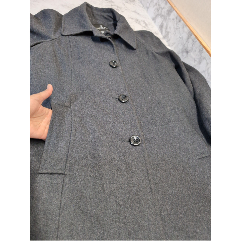 London Fog Wool Charcoal Black Women Dressy Peacoat Size M Quiet Luxury Oldmoney - Picture 10 of 11